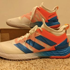 Adidas Men's adizero Ubersonic 4 HEAT.RDY Tennis Shoes White and Blue